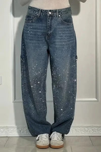 Madeleine | Weit geschnittene High-Waist-Hose – Blau