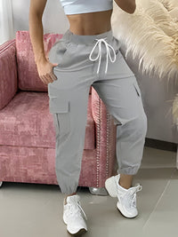 Bianca | Elegante Damen-Cargohose mit Kordelzug – Grau