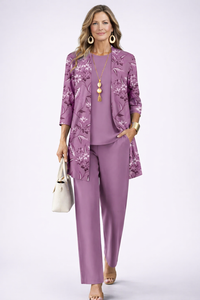 Pauline | Elegantes 3-teiliges Casual-Set – Lila