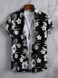 Tropisches 3D-Blumen-Hawaii-Hemd – Stil und Komfort in einem – Schwarz Weiß