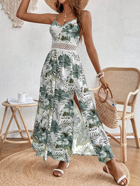 Tessa | Blumen Maxikleid in Boho Eleganz – Oliv