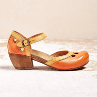 Sandaletten für Damen - Bequeme Riemchenpumps mit Fußbett für den Sommer – Orange
