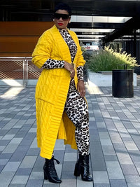 Seydanlah | Jacquard-Cardigan, gemütlicher Longline-Stil mit Taschen für eine perfekte Passform – Gelb