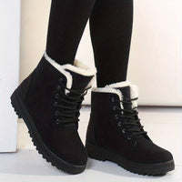 Winterschuhe Damen | Knöchelhoch Mit Schnürverschluss – Schwarz