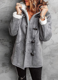 Damen Fleece Jacke mit Kapuze | Winter – Grau