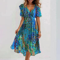 Maxikleid für Damen - Mühelos Elegantes Chiffon-Kleid für Sommer – Blau