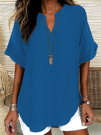 Xalina - Bluse mit weicher Haptik und Ausschnitt-Detail – Blau