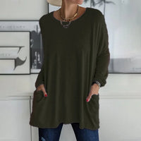 Margot | Tunika-Länge Seitentaschen Top – Grün