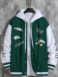 Coli | Collegejacke mit Hipster-Buchstabenmuster – Dunkelgrün