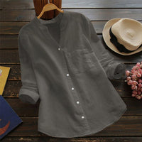 Bluse Damen Langarm Stehkragen – Grau