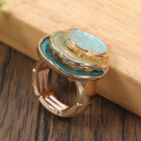 Boho Dreischichtiger Emaille-Ring – See Blau