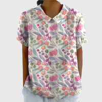 Elke | Damen Bluse Blumenkragen Kurzarm Romantic Feminin Sommer – Dunkelrosa