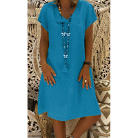 KATHLEEN - LOCKERES UND FRISCHES LEINENKLEID – Blau