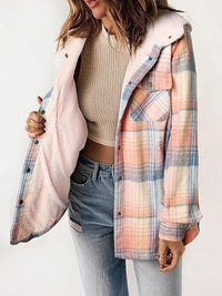 HALLE - KARIERTE JACKE MIT KAPUZE – Rosa