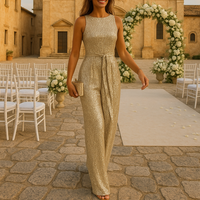 Jumpsuit für Damen - Festliche Glitzer Jumpsuit für Sommerhochzeiten – Gold