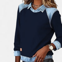 Lina | Modisches Damen Langarmshirt modern & chic – Marine