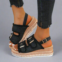 Aranka | Komfortable Keil-Sandalen für jeden Tag – Schwarz