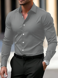 Herren elegantes Langarmhemd | Langarm – Grau