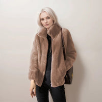 CARLA - FLEECEJACKE MIT REISSVERSCHLUSS – Braun