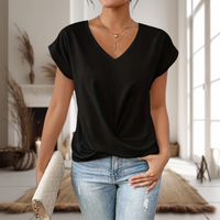 Aubrey | Herzausschnitt Kurzarm T-Shirt – Schwarz