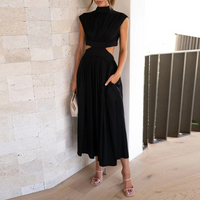 June | Damen Lang Elegantes Maxikleid – Schwarz
