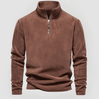 NORBERT - FLEECE-PULLOVER MIT VIERTELREISSVERSCHLUSS – Braun