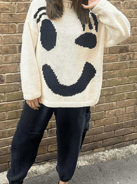 STEFANIE - ÜBERGROßER STRICKPULLOVER – Creme