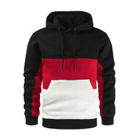 Teri | Herren Freizeit Fleece Patchwork Hoodie – Schwarz-Rot