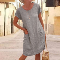 Kim® | Stilvolles Leinenkleid – Grau