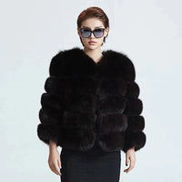 Cardi | Eleganter Pelzmantel – Schwarz