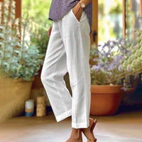 Kiza Sommerhose | Lässige Raka-Hose luftige Sommerhosen Damen - Perfekt für heiße Tage – Weiß