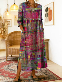Maelle - Bedrucktes, locker geschnittenes Midikleid – Rosa