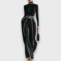 Nalira – Elegantes Zweiteiler-Set mit hohem Kragen – Schwarz