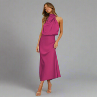 Elgunde | Stilvolles Abendkleid – Rosenrot