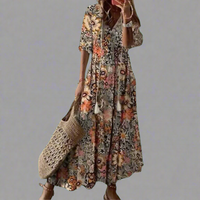 Cyratrud | Luftiges Maxikleid mit moderner Eleganz – Camel