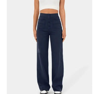 Zara - Elastische hochtaillierte Hose – Blau