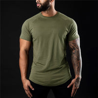 Herren Schlanke Passform Einfach T-Shirt – Oliv