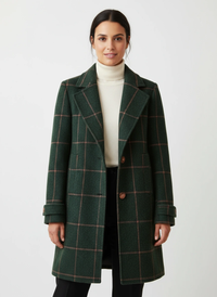 Schicker karierter Winter-Blazermantel für Damen – Dunkelgrün