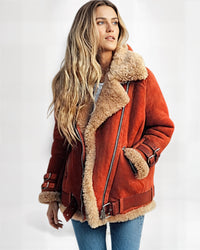 Winter Jacke für Damen mit wärmendem Innenfutter und Kragen – Rot