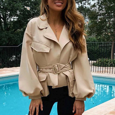 Shibo | Damen-Cropped-Jacke mit Lantern-Ärmeln