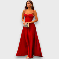 Victoria – Schulterfreies Abendkleid mit Rückenschnürung – Rot
