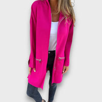 Junira – Langer Cardigan mit Reißverschluss – Rosa