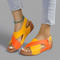 Solveig | Ultraflache, Bequeme Orthopädische Sandalen – Orange Gelb