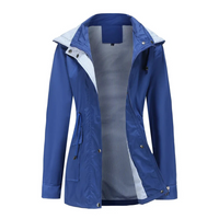 Trenchcoat Damen | Übergangsjacke Mit Abnehmbarer Kapuze – Blau