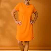 Olivia Sommerkleid | T-Shirt-Kleid aus Baumwolle mit Taschen – Orange