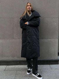 Yieleta | Lange Pufferjacke mit Gürtel – Schwarz