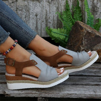 Simone - Komfortable Damen Sandalen mit Keilabsatz – Grau