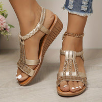 Trudy™ | Orthopädische Keilsandalen im Ibiza-Stil – Roségold