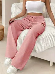 Audrey - Damen-Sweatpants mit hoher Taille und Kordelzug – Rosa Rot