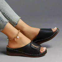 Hanna | Bequeme Keil-Sandalen für den Sommer – Schwarz